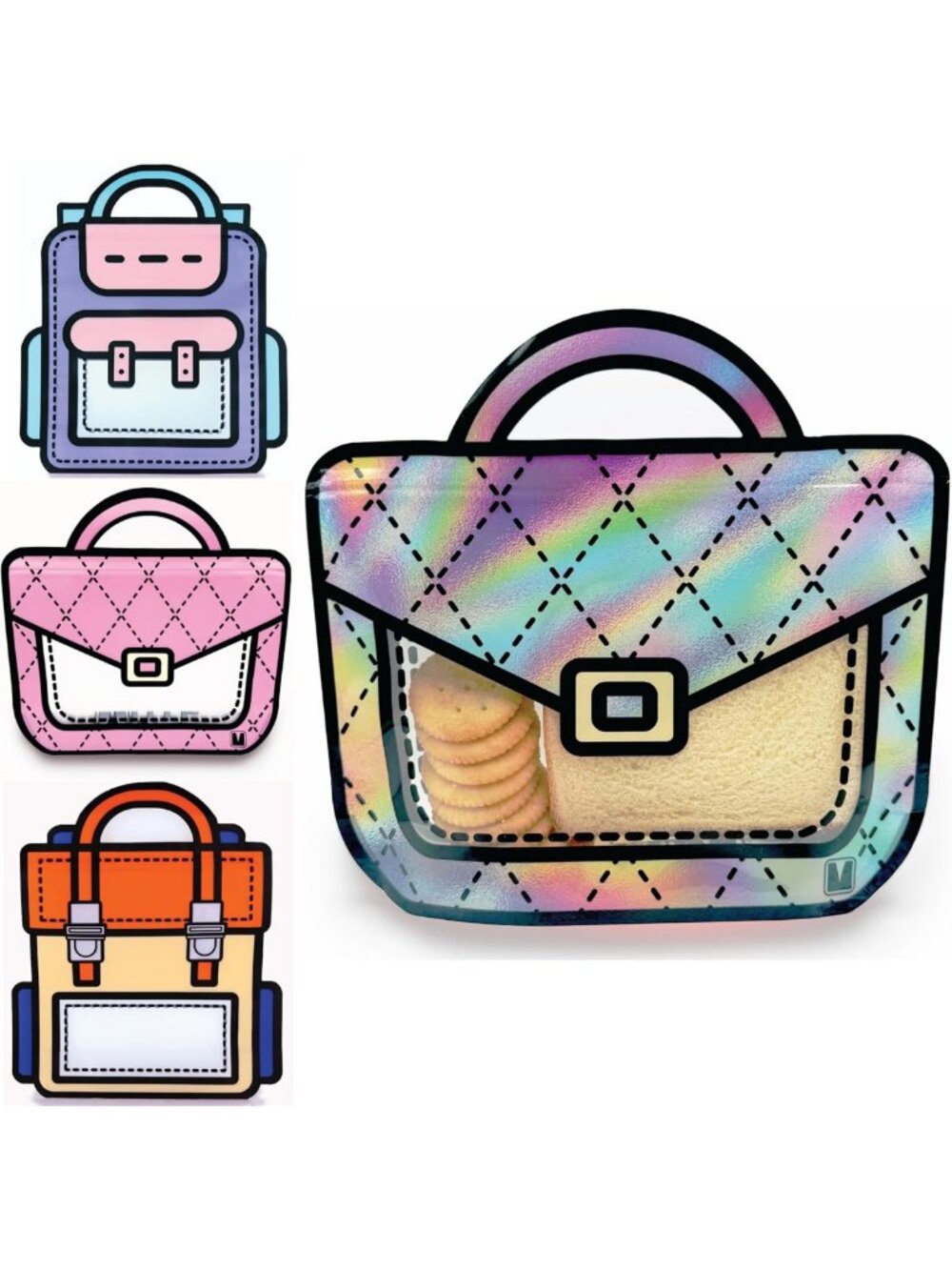 20 Pack Holographic Gift Bags for Kids Birthday Party - Resealable Goodie Bags